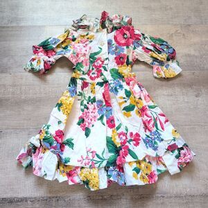 Vintage 90’s Jinelle Floral Dress Girl’s Size 2 Cottagecore Bow Tie